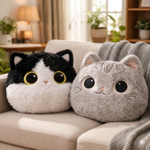 🐱☁️💖 Cojín de Gato Peluche – Suave, Tierno y Súper Cómodo ✨🧸