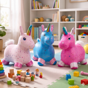 🦄✨ Caballito Saltarín Inflable Unicornio con Pijama de Estrellas – Infantil 👶🎉