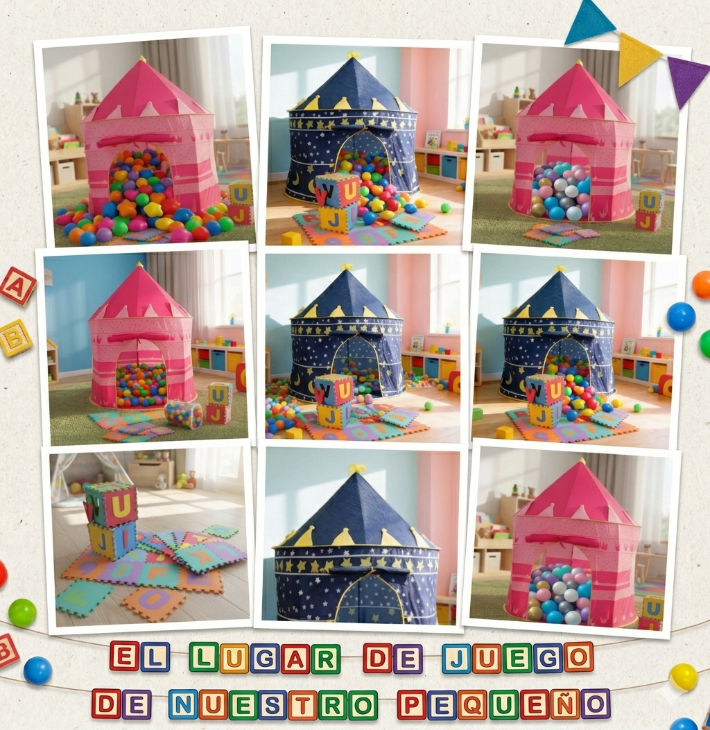 👑🎪 Carpa Castillo Infantil Niño O Niña+30 Pelotas +10 Fichas De Foamy 🌈✨