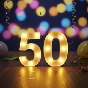 🔢✨ Número 50 LED 3D Con Luz 16 cm – Decoración Para Cumpleaños y Aniversarios 🎉💡