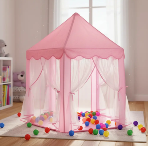 🏰 Carpa Infantil Castillo Velo Princesa Y Príncipe Con 50 Pelotas De Obsequio