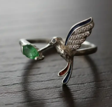 💍✨ Anillo Colibrí de Esperanza Cajuluxe Plata 925 Con Esmeralda ✨💚 - Image 8