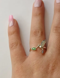 💍✨ Anillo Colibrí de Esperanza Cajuluxe Plata 925 Con Esmeralda ✨💚 - Image 7