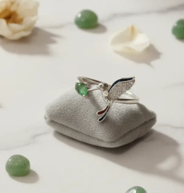 💍✨ Anillo Colibrí de Esperanza Cajuluxe Plata 925 Con Esmeralda ✨💚 - Image 6