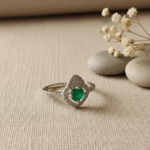 💍💚 Anillo Doble Corazón Cajuluxe Prisma Verde Plata 925 Con Esmeralda ✨
