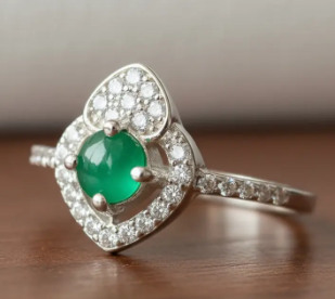 💍💚 Anillo Doble Corazón Cajuluxe Prisma Verde Plata 925 Con Esmeralda ✨ - Image 4