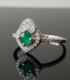 💍💚 Anillo Doble Corazón Cajuluxe Prisma Verde Plata 925 Con Esmeralda ✨ - Image 2