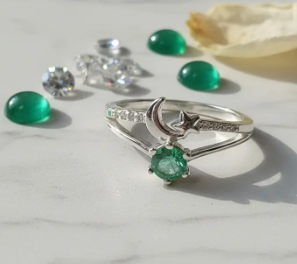 💍☁️ Anillo Cielo de Esmeralda Cajuluxe Plata 925 Con Esmeralda✨💚