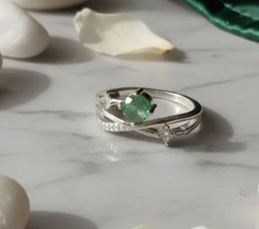 💍⭐ Anillo Estrella Verde Cajuluxe Plata 925 Con Esmeralda✨💚