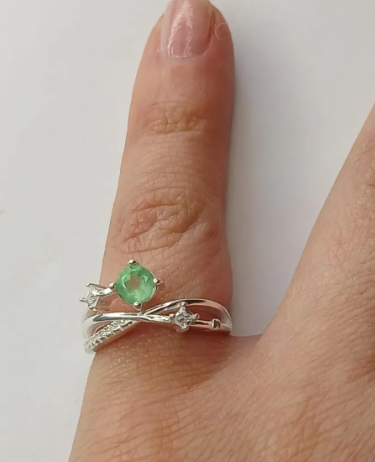 💍⭐ Anillo Estrella Verde Cajuluxe Plata 925 Con Esmeralda✨💚 - Image 6