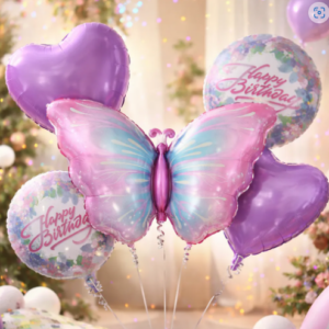 🦋🎈 Set Globos Metalizados Temáticos Mariposa X5 Piezas 🎉✨