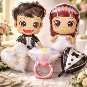 💍🎈 Set Globos Metalizados Novios X5 Piezas Para Bodas Y Celebraciones ❤️✨