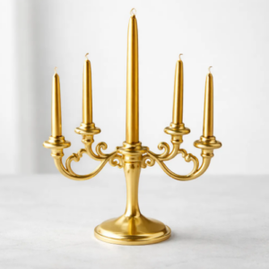 🕯️✨ Vela Tipo Candelabro Dorado Para Torta De Cumpleaños🎂🎉