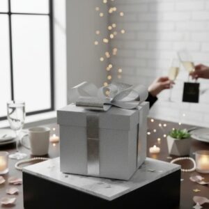 🎁✨ Caja Para Detalles Especiales Con Diseño Elegante Plateada💝🎀