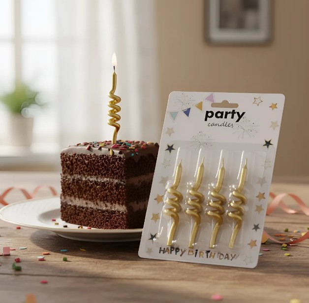 🕯️✨ Velas Espiral Metalizadas Doradas Para Torta Pack x4 Dorado🎂💛 - Image 3