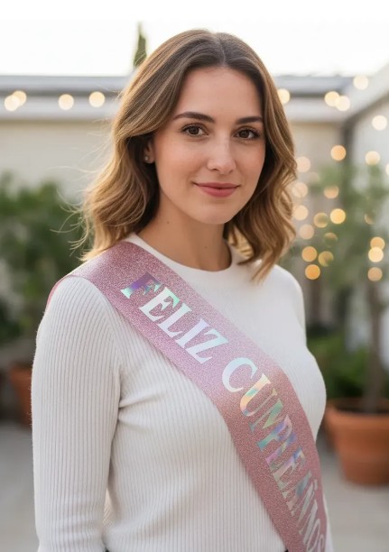 👑🎉 Banda y Diadema Feliz Cumpleaños Para Mujer Oro Rosa🎂✨ - Image 2