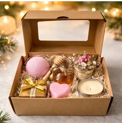 🎁✨ Caja Regalo Kraft Con Ventana Transparente Pack x6 📦💝