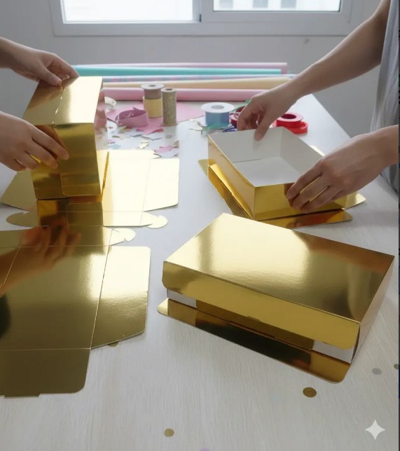 🎁✨ Caja Para Detalles Especiales Metalizada Con Tapa Dorada💝🎀 - Image 3