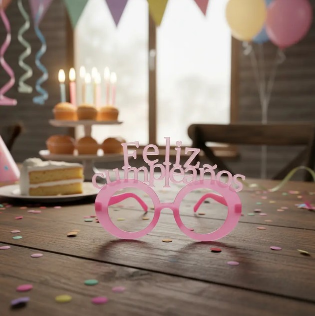 👑🕶️ Gafas y Corona Feliz Cumpleaños En Neón Rosado🎉✨ - Image 4