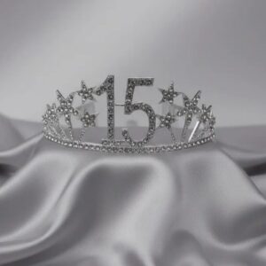 👑✨ Tiara Diadema Metálica Para Celebración De 15 Años Plateado💖🎉