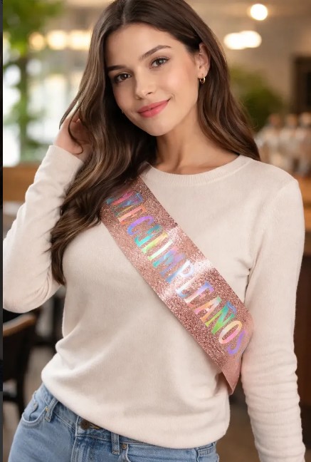 👑🎉 Banda y Diadema Feliz Cumpleaños Para Mujer Oro Rosa🎂✨ - Image 6