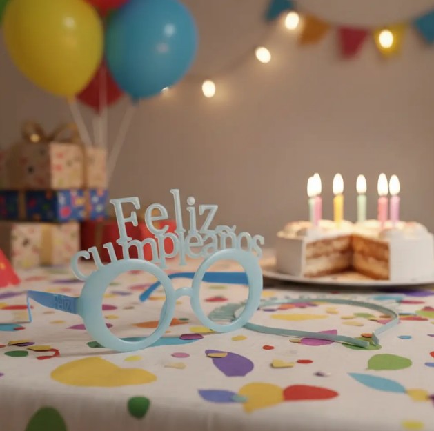 👑🕶️ Gafas y Corona Feliz Cumpleaños En Neón Azul🎉✨ - Image 3