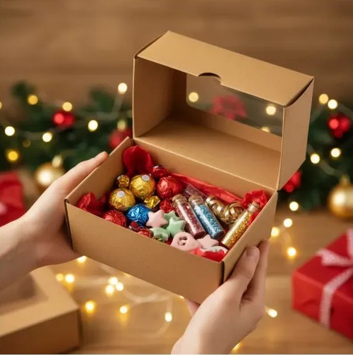 🎁✨ Caja Regalo Kraft Con Ventana Transparente Pack x6 📦💝 - Image 2