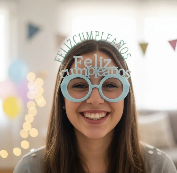 👑🕶️ Gafas y Corona Feliz Cumpleaños En Neón Azul🎉✨ - Image 5