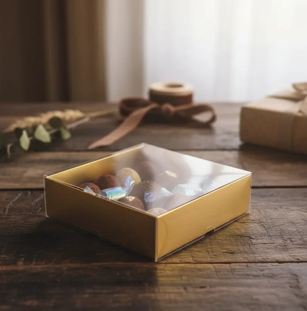 🎁✨ Caja De Regalo Dorada Con Tapa De Acetato Pack x6 💛📦 - Image 7