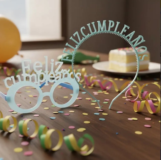 👑🕶️ Gafas y Corona Feliz Cumpleaños En Neón Azul🎉✨