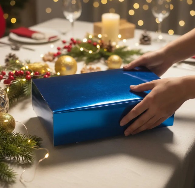 🎁✨ Caja Para Detalles Especiales Metalizada Con Tapa Azul💝🎀 - Image 2