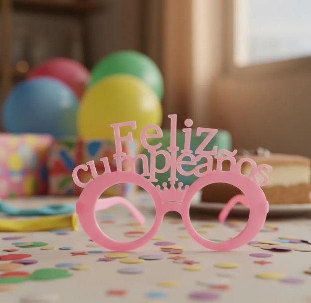 👑🕶️ Gafas y Corona Feliz Cumpleaños En Neón Rosado🎉✨ - Image 3
