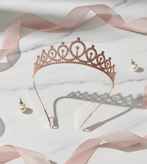 👑✨ Diadema Tiara Para Niñas Y Adolescentes Oro Rosa💖🎀 - Image 3