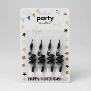 🕯️🖤 Velas Espiral Negras Para Torta Pack x4 Negro🎂✨