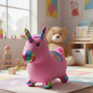 🦄🌈 Unicornio Saltarín Inflable Con Pijama, Fucsia Luces y Sonido Ref. 337 ✨🎵