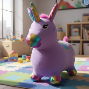 🦄🌈 Unicornio Saltarín Inflable Con Pijama, Morado Luces y Sonido Ref. 337 ✨🎵