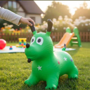 🐶🎉 Perrito Saltarín Inflable Montable Para Niños Verde Ref. 330 🐾✨
