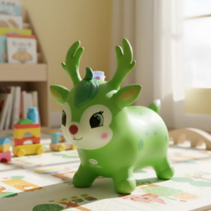 🦌🎉 Saltarín Reno Inflable Con Luz y Sonido Verde Ref. 335 ✨🎵