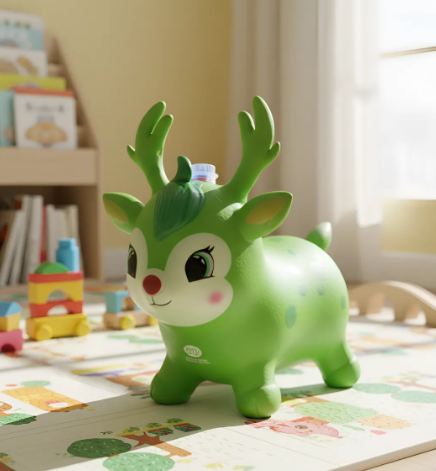 🦌🎉 Saltarín Reno Inflable Con Luz y Sonido Verde Ref. 335 ✨🎵
