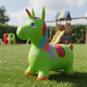 🦄🎉 Unicornio Saltarín Inflable Infantil Multicolor Verde Ref. 332 🌈✨