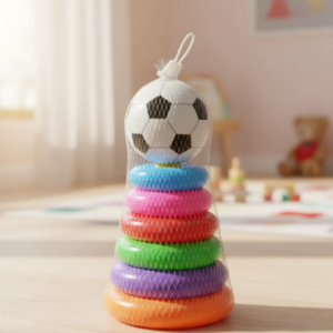 ⚽🧸 Juguete Didáctico Apilable Infantil Con Aros Balón De Fútbol 🌈