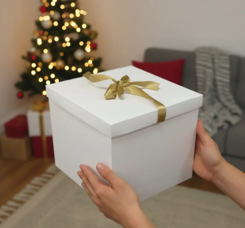 🎁✨ Caja De Regalo Grande Con Tapa Y Cinta Decorativa Blanca💝🎀 - Image 4