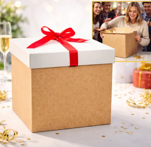 🎁✨ Caja De Regalo Grande Con Tapa Y Cinta Decorativa Kraft 💝🎀 - Image 2