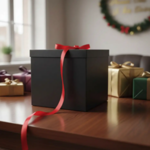 🎁✨ Caja De Regalo Grande Con Tapa Y Cinta Decorativa Negra💝🎀