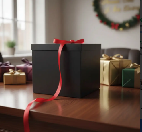 🎁✨ Caja De Regalo Grande Con Tapa Y Cinta Decorativa Negra💝🎀