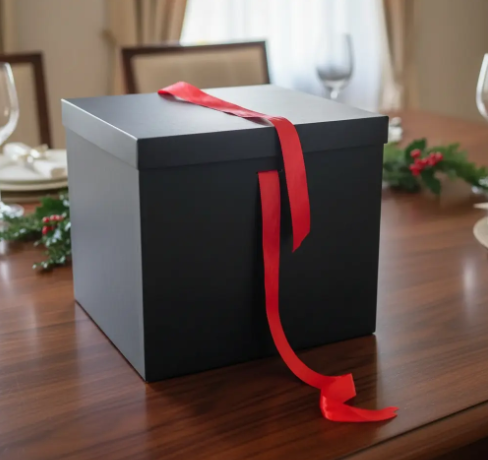 🎁✨ Caja De Regalo Grande Con Tapa Y Cinta Decorativa Negra💝🎀 - Image 4