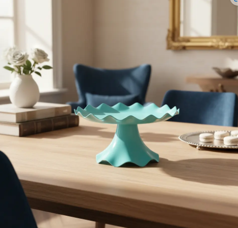 🎂✨ Base Ondulada Con Pedestal Para Torta, Ponqués y Postres Azul🍰💖 - Image 5