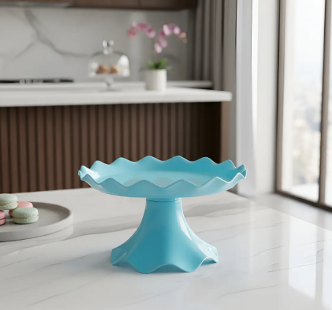 🎂✨ Base Ondulada Con Pedestal Para Torta, Ponqués y Postres Azul🍰💖 - Image 3