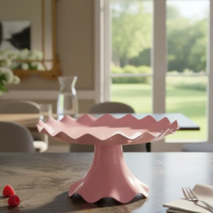 🎂✨ Base Ondulada Con Pedestal Para Torta, Ponqués y Postres Rosa🍰💖