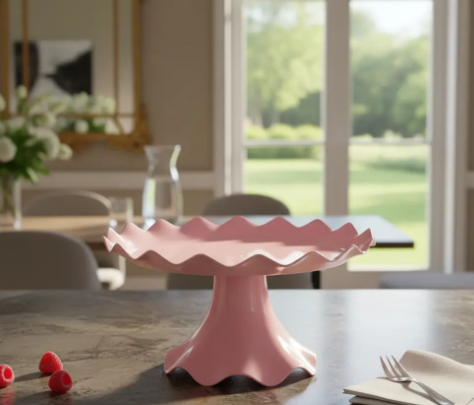 🎂✨ Base Ondulada Con Pedestal Para Torta, Ponqués y Postres Rosa🍰💖